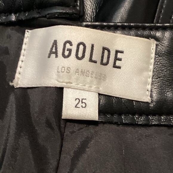 Agolde Criss Cross Straight Black Soft Recycled Leather Pants 25 $378 - Picture 10 of 12